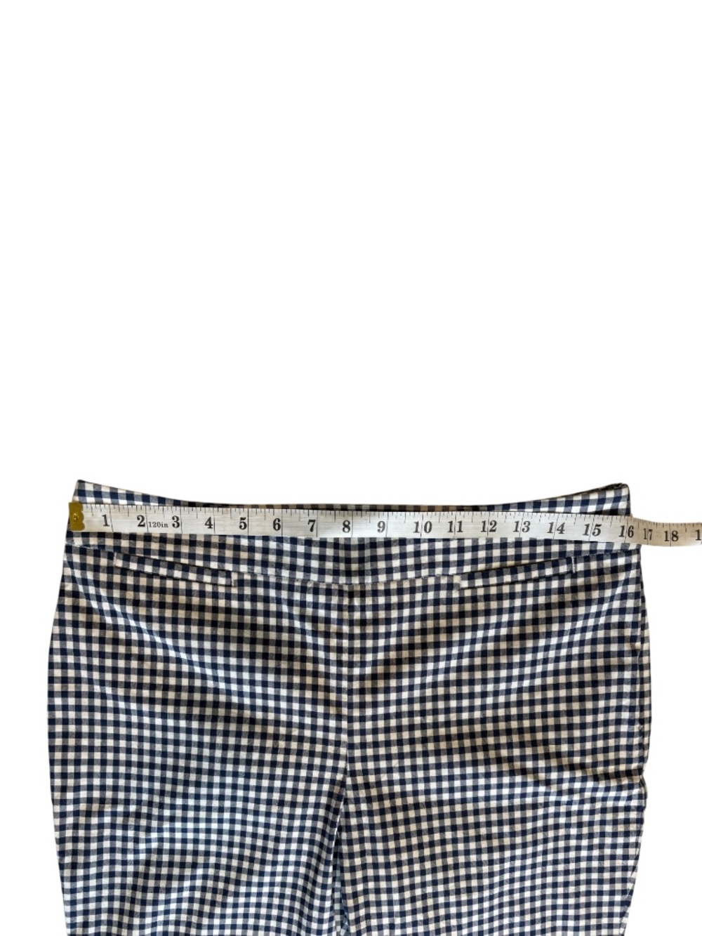 Talbots Slim Crop Preppy Gingham Pants in Navy Blue and White Size 10P - Picture 4 of 11